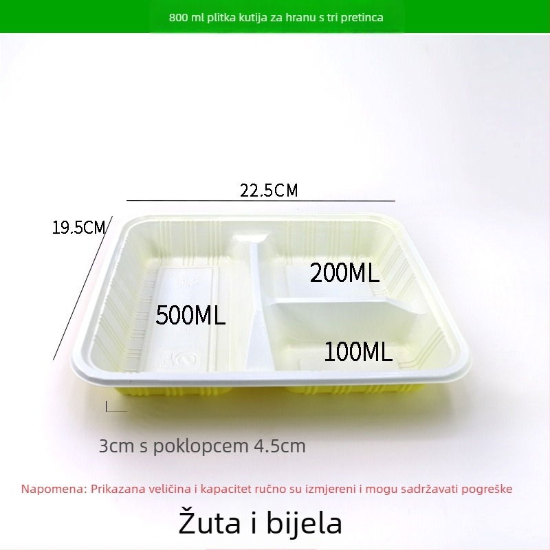 Jednokratna kutija za obrok s četiri ili pet pretinaca, plastika za hranu visoke kvalitete, pravokutna kutija za dostavu