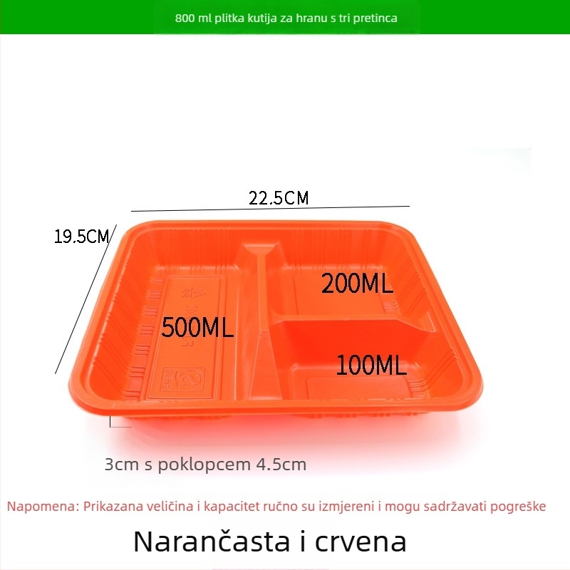 Jednokratna kutija za obrok s četiri ili pet pretinaca, plastika za hranu visoke kvalitete, pravokutna kutija za dostavu