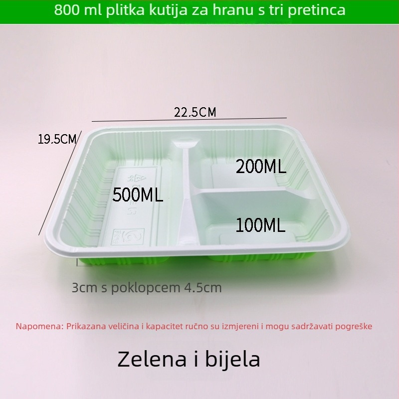 Jednokratna kutija za obrok s četiri ili pet pretinaca, plastika za hranu visoke kvalitete, pravokutna kutija za dostavu