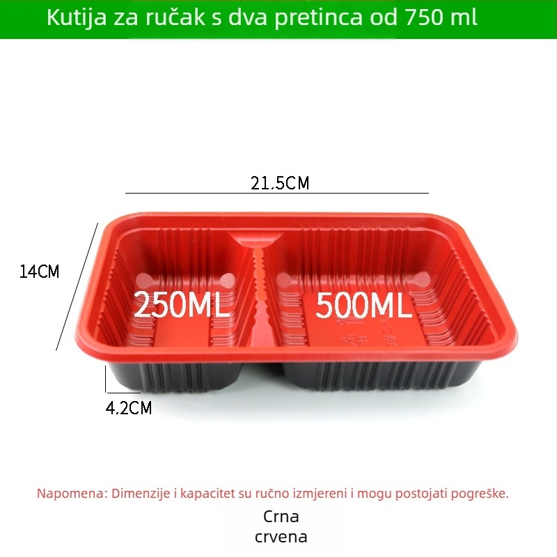 Jednokratna kutija za obrok s četiri ili pet pretinaca, plastika za hranu visoke kvalitete, pravokutna kutija za dostavu