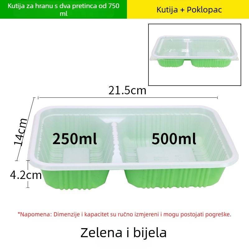 Jednokratna kutija za obrok s četiri ili pet pretinaca, plastika za hranu visoke kvalitete, pravokutna kutija za dostavu