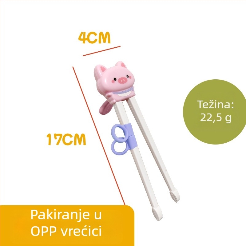 Set za obuku štapića za djecu – dizajn Tiger Mouth, crtani likovi životinja, uključuje žlicu i vilicu, ABS materijal, za uzrast od 12 mjeseci i više