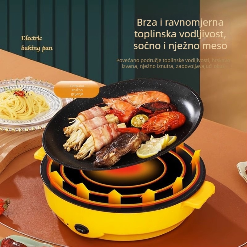 Višenamjenski električni grill-tiganj za kućnu upotrebu, kompaktni sve-u-jednom, korejski stil