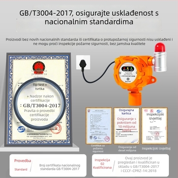 Malibu Industrijski fiksni detektor plina za zapaljive plinove i O2/CO/CO2/H2S/TVOC, napajanje 24V DC ili AC220V, rezolucija 0,1% LEL, točnost ±3% LEL, zvuk i svjetlo alarm
