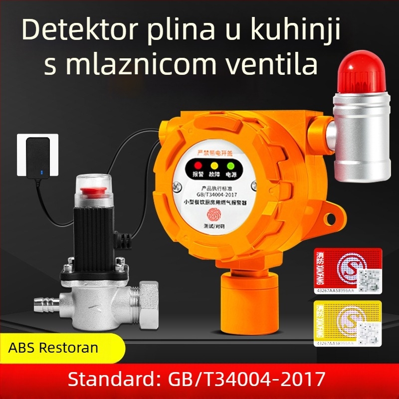 Malibu Industrijski fiksni detektor plina za zapaljive plinove i O2/CO/CO2/H2S/TVOC, napajanje 24V DC ili AC220V, rezolucija 0,1% LEL, točnost ±3% LEL, zvuk i svjetlo alarm