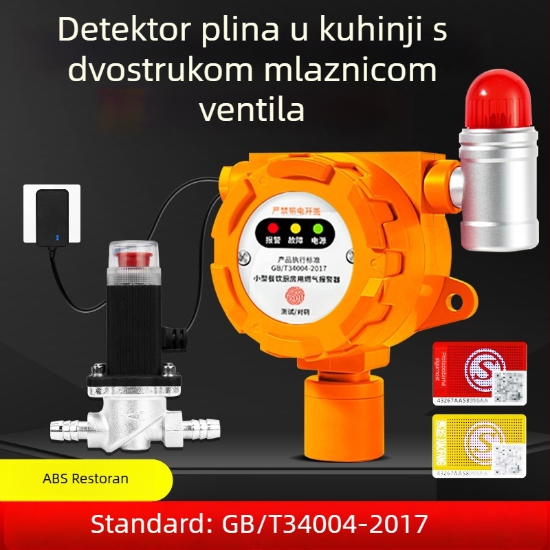 Malibu Industrijski fiksni detektor plina za zapaljive plinove i O2/CO/CO2/H2S/TVOC, napajanje 24V DC ili AC220V, rezolucija 0,1% LEL, točnost ±3% LEL, zvuk i svjetlo alarm