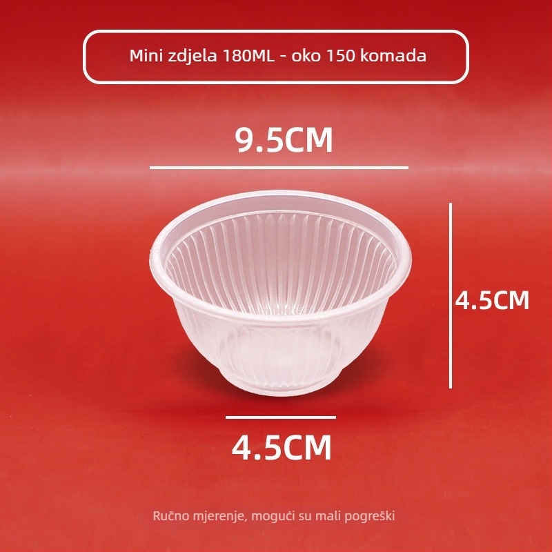 Debela jednokratna plastična kutija za dostavu s zdjelama za kondicioniranje, degustaciju i juhu, prozirna zdjela za ocat; Nije prikladna za mikrovalnu pećnicu; Moguć ispis logotipa; Licenca Guangdongxk16-204-01508