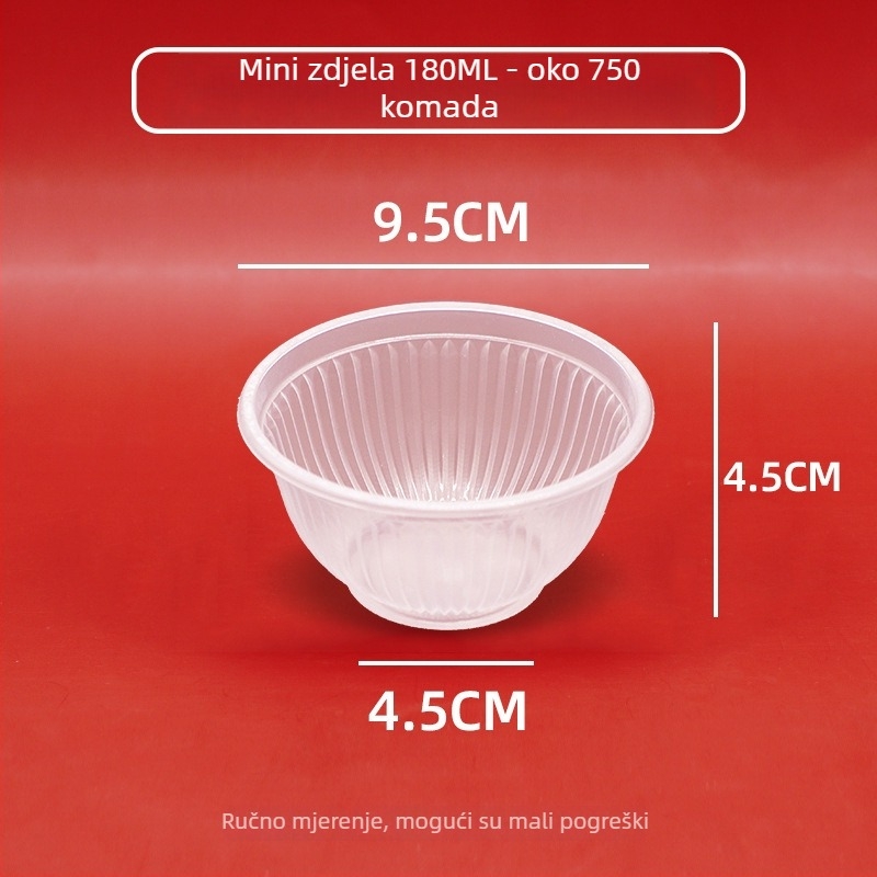 Debela jednokratna plastična kutija za dostavu s zdjelama za kondicioniranje, degustaciju i juhu, prozirna zdjela za ocat; Nije prikladna za mikrovalnu pećnicu; Moguć ispis logotipa; Licenca Guangdongxk16-204-01508