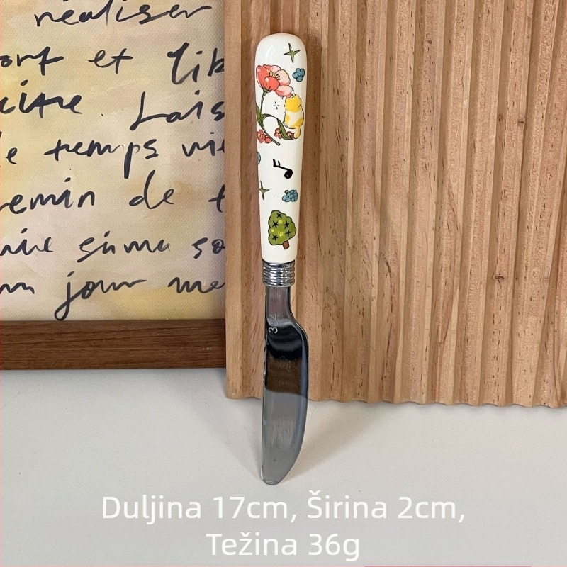 Slatki dječji set pribora od 304 nehrđajućeg čelika — nož, vilica, žlica i štapići; višefunkcionalno, strojno polirano