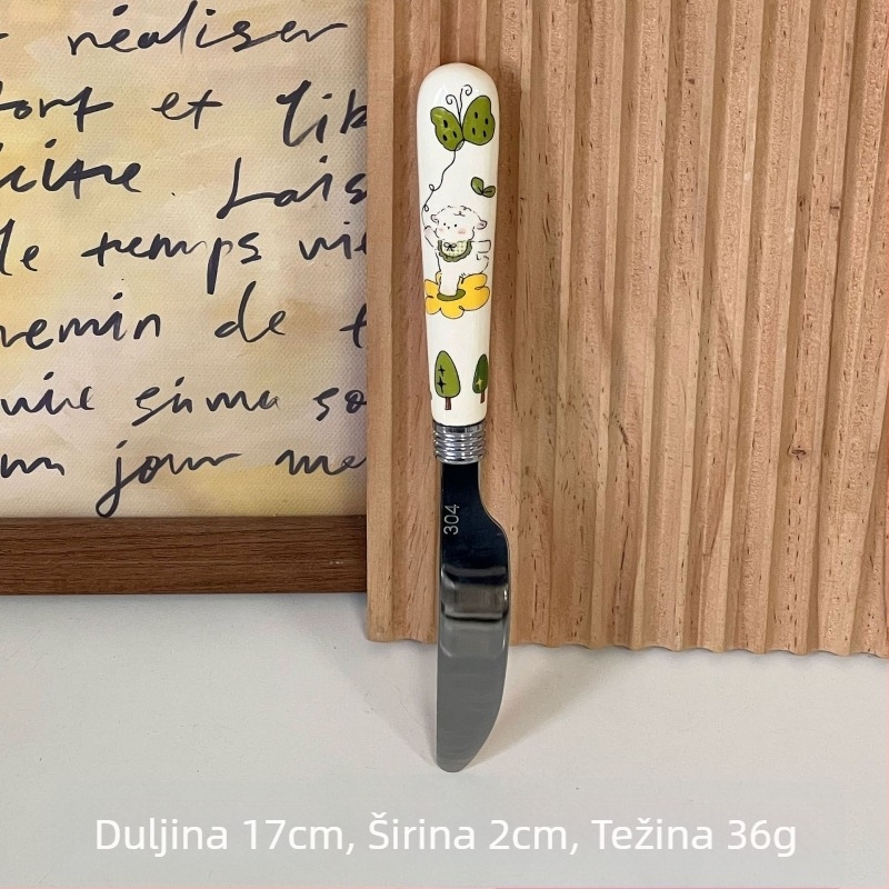 Slatki dječji set pribora od 304 nehrđajućeg čelika — nož, vilica, žlica i štapići; višefunkcionalno, strojno polirano