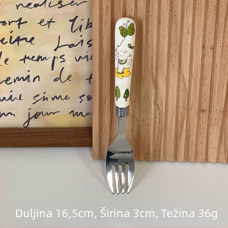 Slatki dječji set pribora od 304 nehrđajućeg čelika — nož, vilica, žlica i štapići; višefunkcionalno, strojno polirano