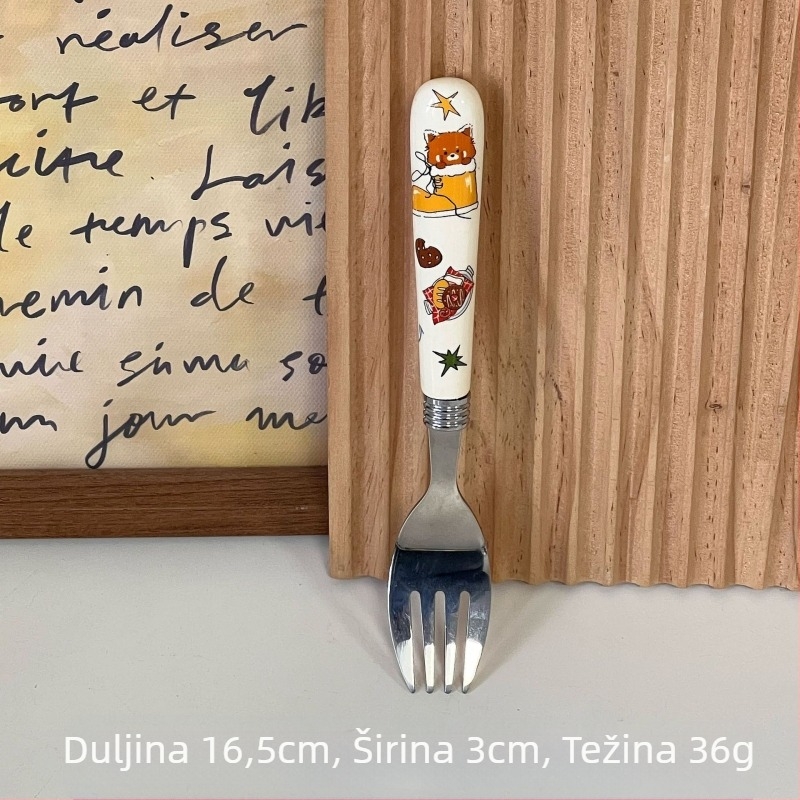 Slatki dječji set pribora od 304 nehrđajućeg čelika — nož, vilica, žlica i štapići; višefunkcionalno, strojno polirano