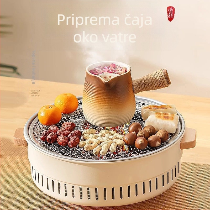 Vanjski okrugli grill od nehrđajućeg čelika na ugljen
