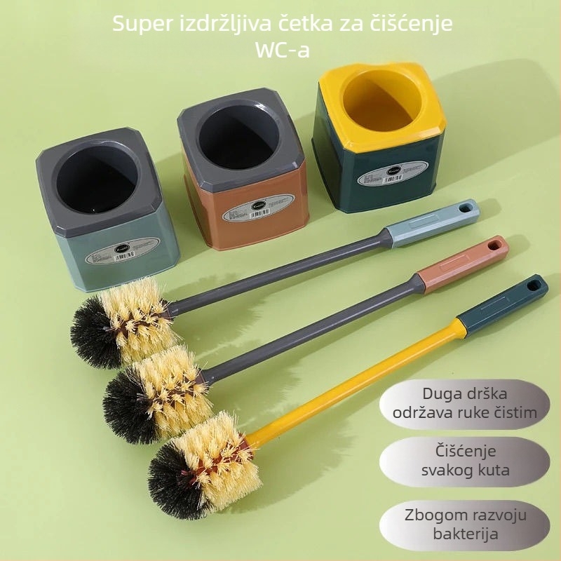 Set četkica za WC s bazom za odvod, dugačak držač, bez mrtvih kutova (Materijal: Plastika; Marka: Unique)