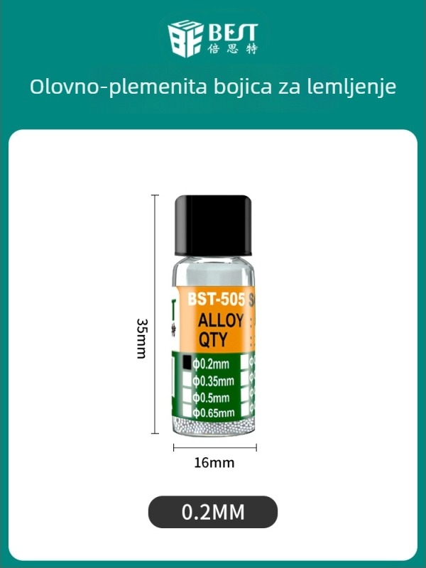 BEST tin kuglice s čvrstim jezgrama 63/37 olovno-tinova zliatina, za lemljenje BGA, niska temperatura, polusferične kuglice, broj marke 0,76