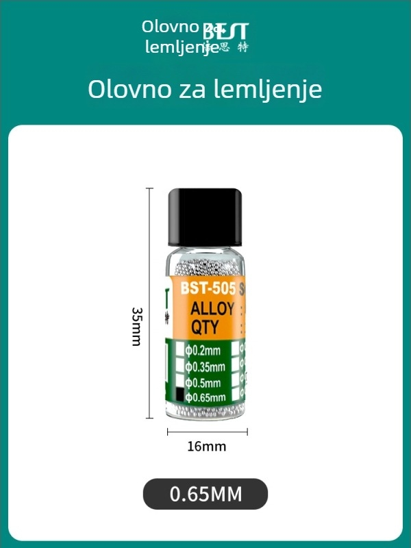 BEST tin kuglice s čvrstim jezgrama 63/37 olovno-tinova zliatina, za lemljenje BGA, niska temperatura, polusferične kuglice, broj marke 0,76