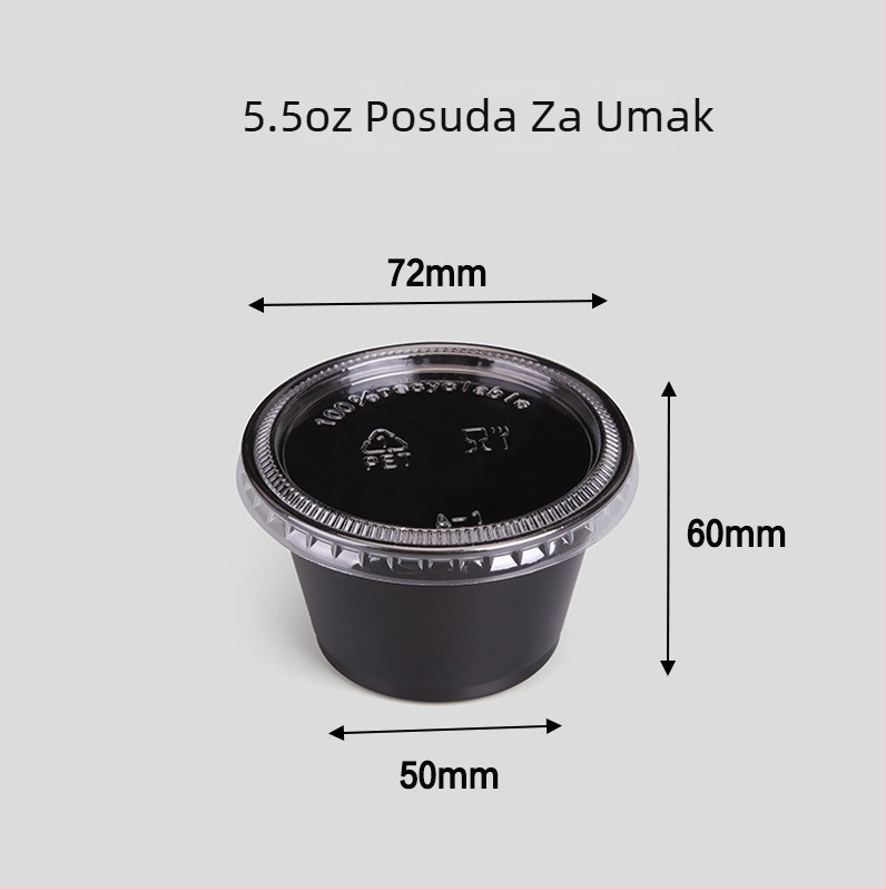 Jednokratna posuda za umake s poklopcem za dostavu, nepropusna, podijeljene pregrade 1–6, PET materijal