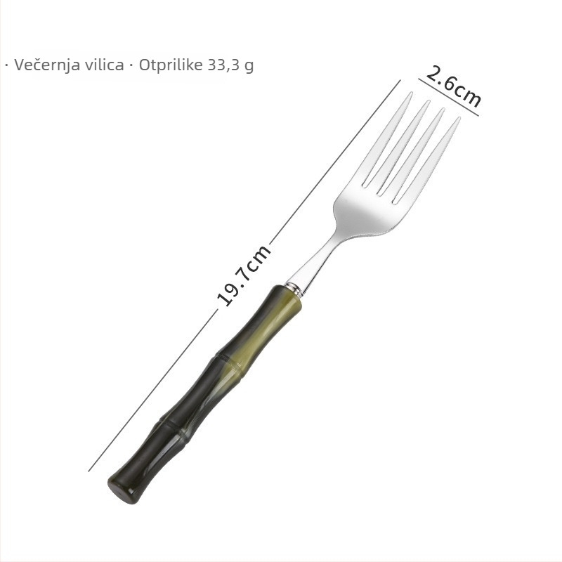 Set pribora od 304 nehrđajućeg čelika: nož, vilica i žlica; stolni nož, vilica i žlica; desertna žlica, mala žlica, mala vilica; ogledno poliranje; ručna izrada; prilagodljiv