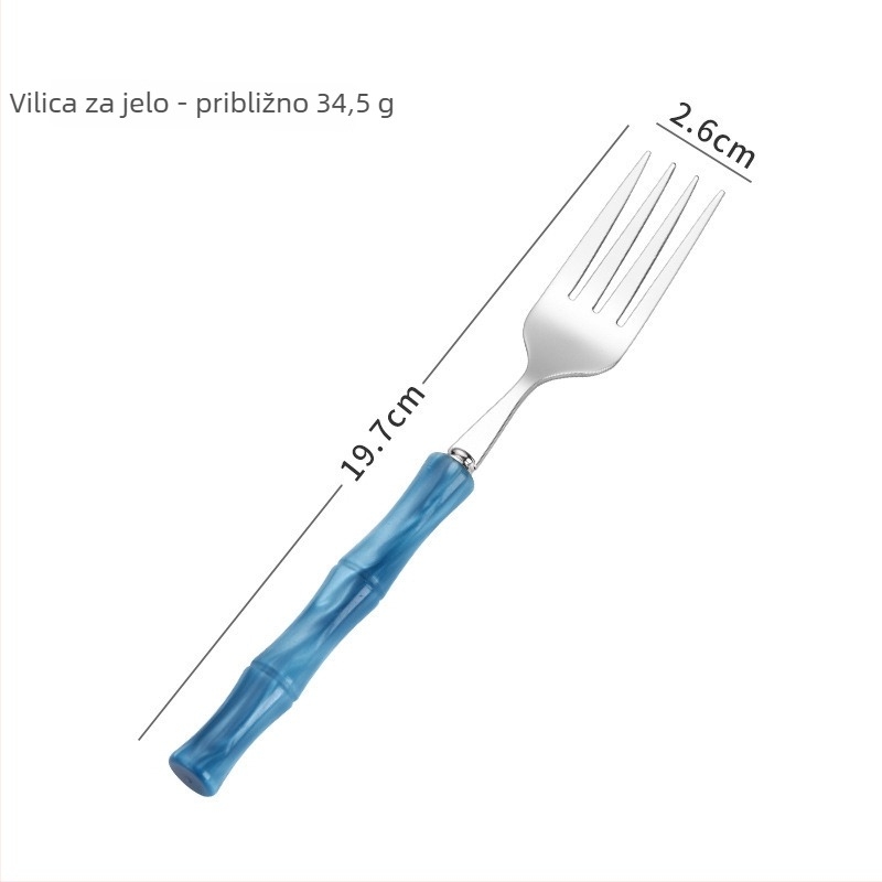 Set pribora od 304 nehrđajućeg čelika: nož, vilica i žlica; stolni nož, vilica i žlica; desertna žlica, mala žlica, mala vilica; ogledno poliranje; ručna izrada; prilagodljiv