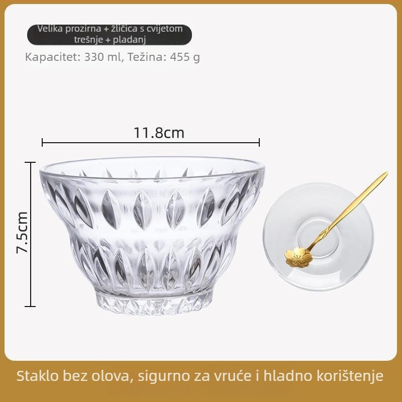 Set staklenih zdjela za desert, termički otporno staklo, okrugli oblik, jednostavan stil, prvoklasna kvaliteta