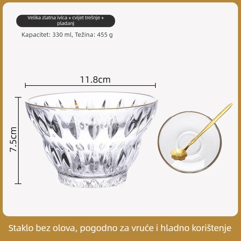Set staklenih zdjela za desert, termički otporno staklo, okrugli oblik, jednostavan stil, prvoklasna kvaliteta