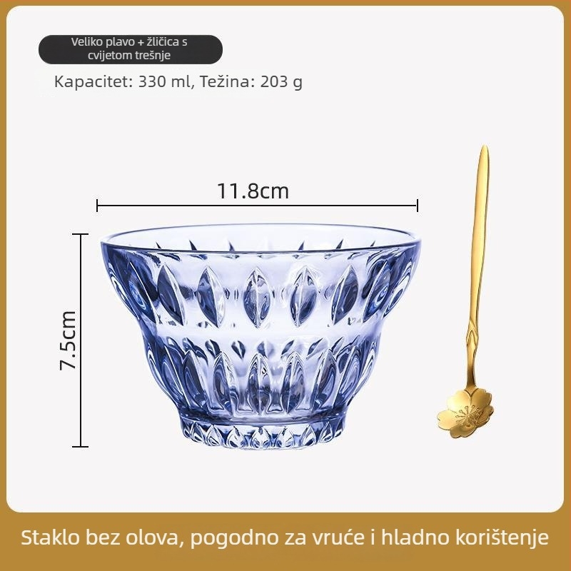 Set staklenih zdjela za desert, termički otporno staklo, okrugli oblik, jednostavan stil, prvoklasna kvaliteta