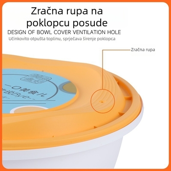 Jednokratna kružna plastična posuda za užinu – Materijal: PP polipropilen; Mikrovalna kompatibilnost: Da; Ispis logotipa: Da; Prilagodba: Da