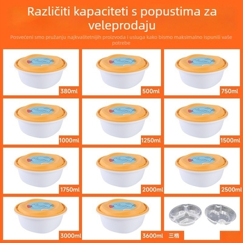 Jednokratna kružna plastična posuda za užinu – Materijal: PP polipropilen; Mikrovalna kompatibilnost: Da; Ispis logotipa: Da; Prilagodba: Da
