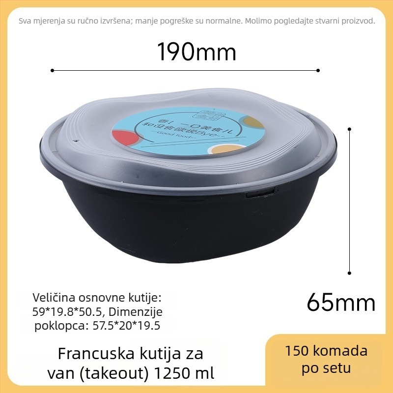 Jednokratna kružna plastična posuda za užinu – Materijal: PP polipropilen; Mikrovalna kompatibilnost: Da; Ispis logotipa: Da; Prilagodba: Da
