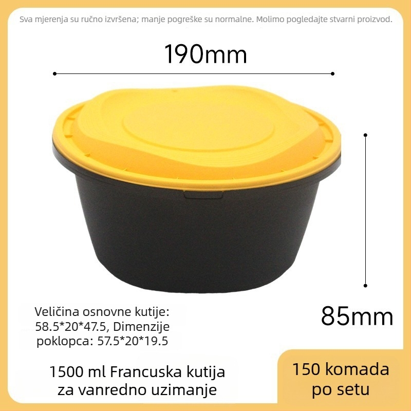 Jednokratna kružna plastična posuda za užinu – Materijal: PP polipropilen; Mikrovalna kompatibilnost: Da; Ispis logotipa: Da; Prilagodba: Da