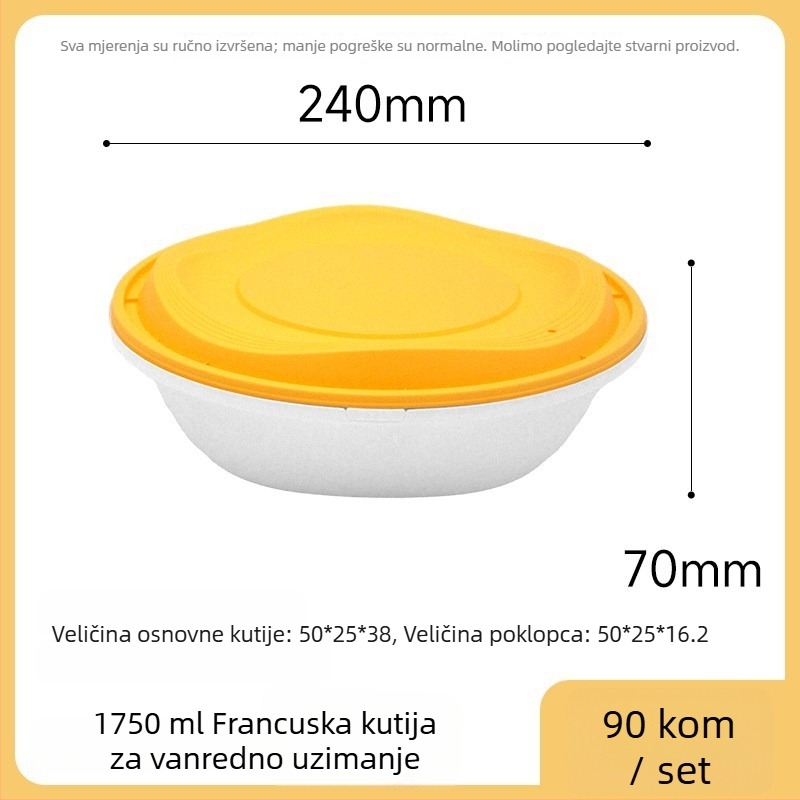 Jednokratna kružna plastična posuda za užinu – Materijal: PP polipropilen; Mikrovalna kompatibilnost: Da; Ispis logotipa: Da; Prilagodba: Da