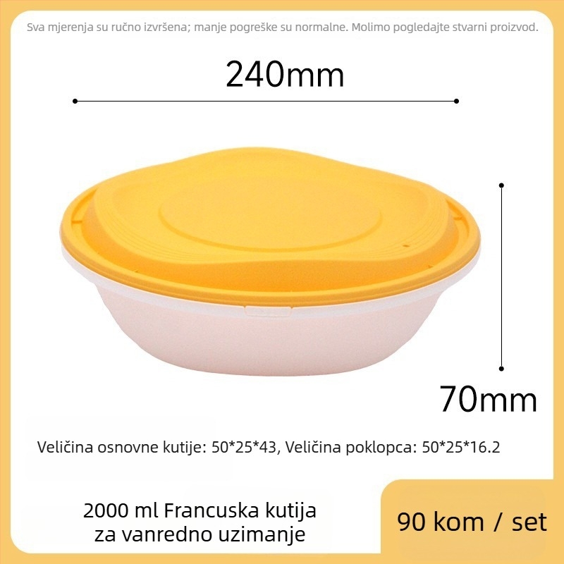 Jednokratna kružna plastična posuda za užinu – Materijal: PP polipropilen; Mikrovalna kompatibilnost: Da; Ispis logotipa: Da; Prilagodba: Da