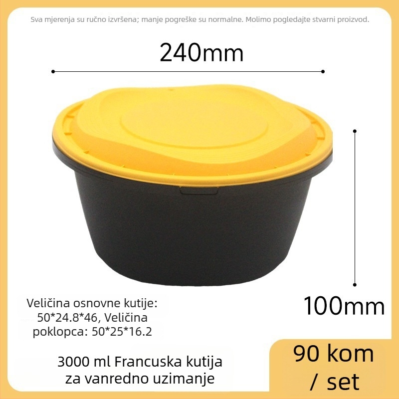 Jednokratna kružna plastična posuda za užinu – Materijal: PP polipropilen; Mikrovalna kompatibilnost: Da; Ispis logotipa: Da; Prilagodba: Da