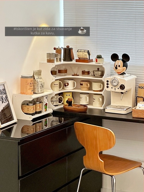 Ugaoni stolni ormarić za odlaganje s držačem za čaše, model H1259