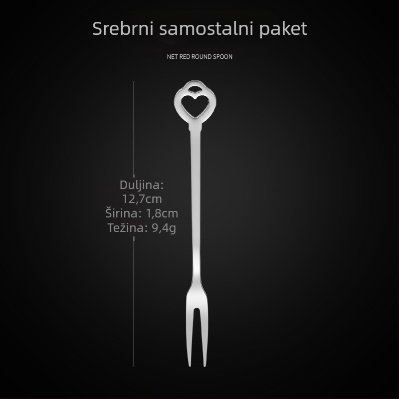 Vilica za voće s dva zuba, nehrđajući čelik, moderan minimalistički stil, cvjetni uzorak, ogledni završetak