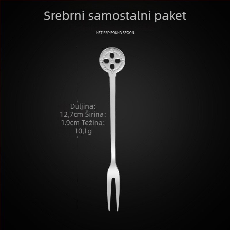 Vilica za voće s dva zuba, nehrđajući čelik, moderan minimalistički stil, cvjetni uzorak, ogledni završetak