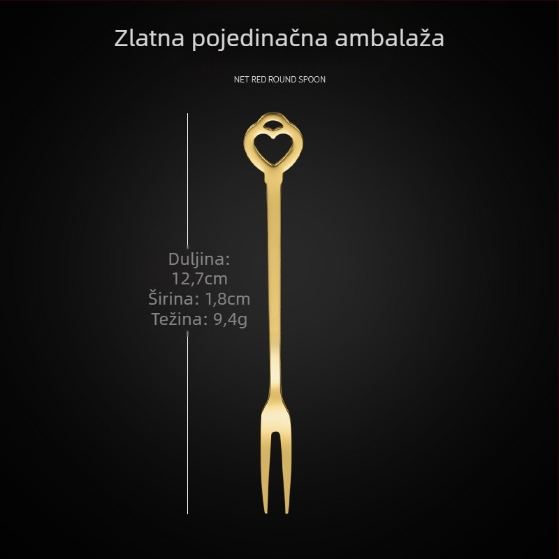 Vilica za voće s dva zuba, nehrđajući čelik, moderan minimalistički stil, cvjetni uzorak, ogledni završetak