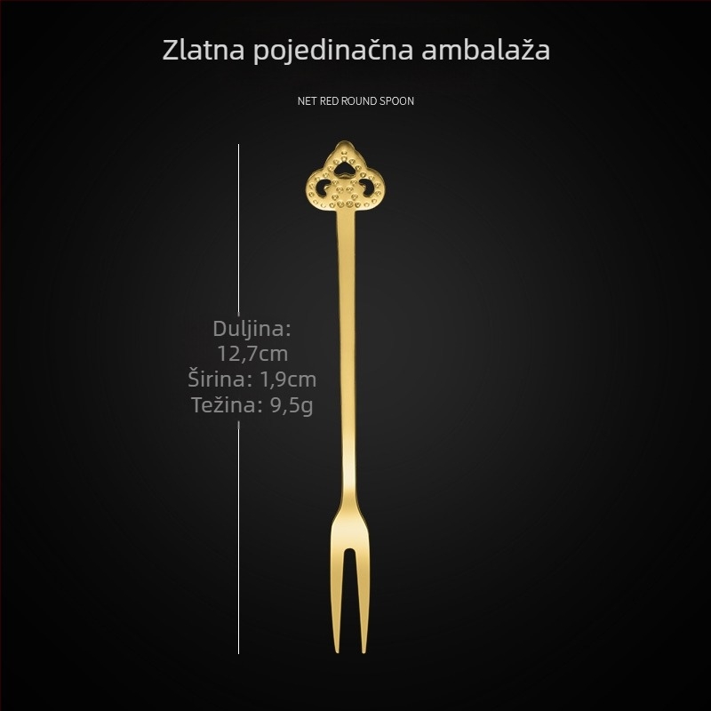 Vilica za voće s dva zuba, nehrđajući čelik, moderan minimalistički stil, cvjetni uzorak, ogledni završetak