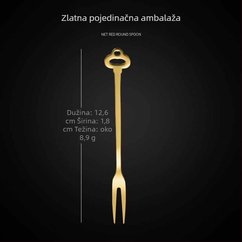 Vilica za voće s dva zuba, nehrđajući čelik, moderan minimalistički stil, cvjetni uzorak, ogledni završetak