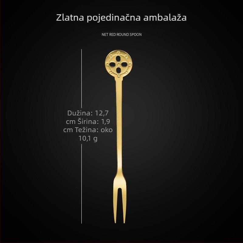 Vilica za voće s dva zuba, nehrđajući čelik, moderan minimalistički stil, cvjetni uzorak, ogledni završetak