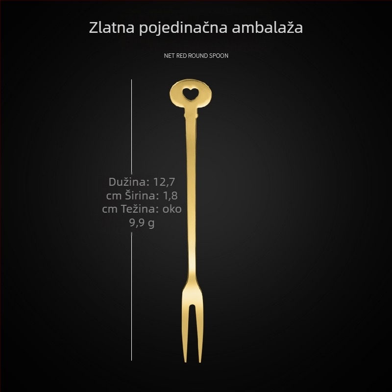 Vilica za voće s dva zuba, nehrđajući čelik, moderan minimalistički stil, cvjetni uzorak, ogledni završetak