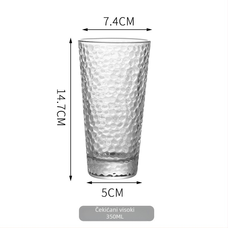 Čaša za vodu od soda-lime stakla s uzorkom drveta i teksturom kalanja, ručno izrezbarena, jednostruka, bez ručke, otporna na visoke temperature