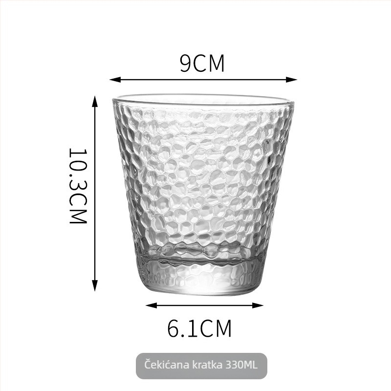 Čaša za vodu od soda-lime stakla s uzorkom drveta i teksturom kalanja, ručno izrezbarena, jednostruka, bez ručke, otporna na visoke temperature