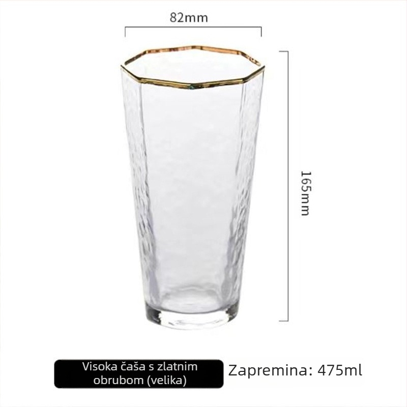 Čaša za vodu od soda-lime stakla s uzorkom drveta i teksturom kalanja, ručno izrezbarena, jednostruka, bez ručke, otporna na visoke temperature