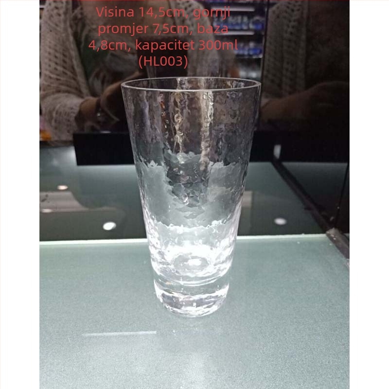 Čaša za vodu od soda-lime stakla s uzorkom drveta i teksturom kalanja, ručno izrezbarena, jednostruka, bez ručke, otporna na visoke temperature
