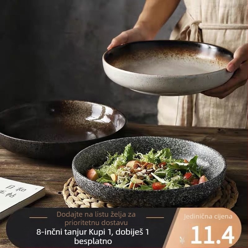 Porcelanski set posuđa u japanskom stilu – ovalni oblik, površina s premazom spreja, čvrst uzorak