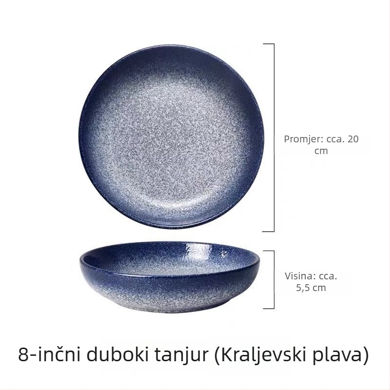 Porcelanski set posuđa u japanskom stilu – ovalni oblik, površina s premazom spreja, čvrst uzorak