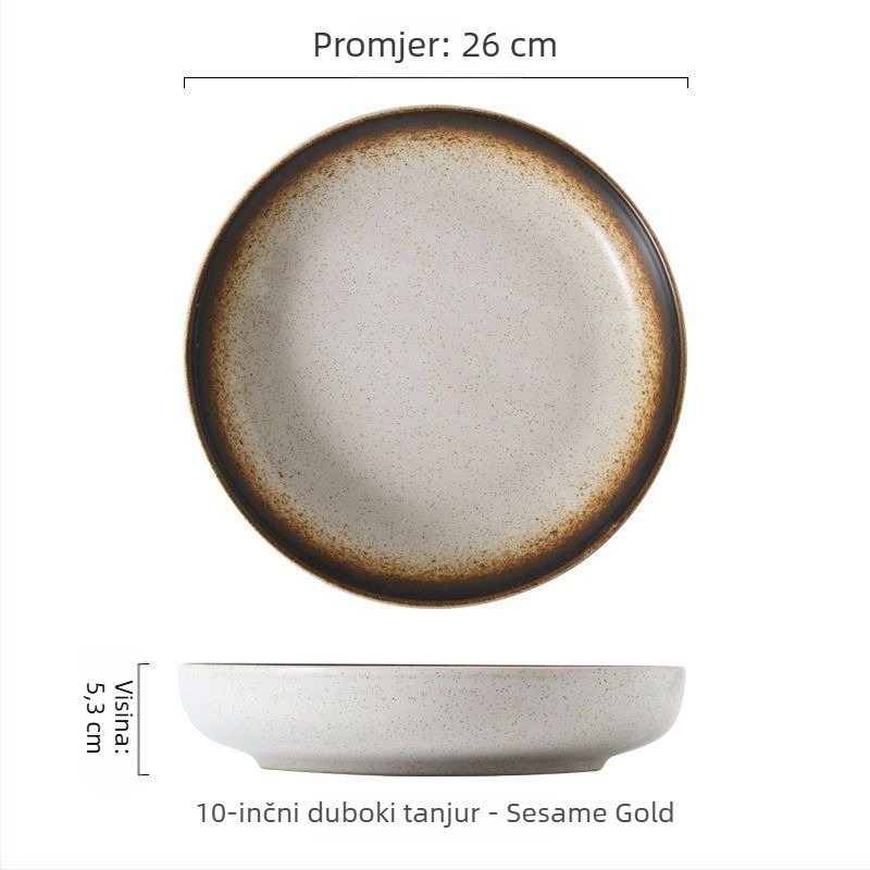 Porcelanski set posuđa u japanskom stilu – ovalni oblik, površina s premazom spreja, čvrst uzorak