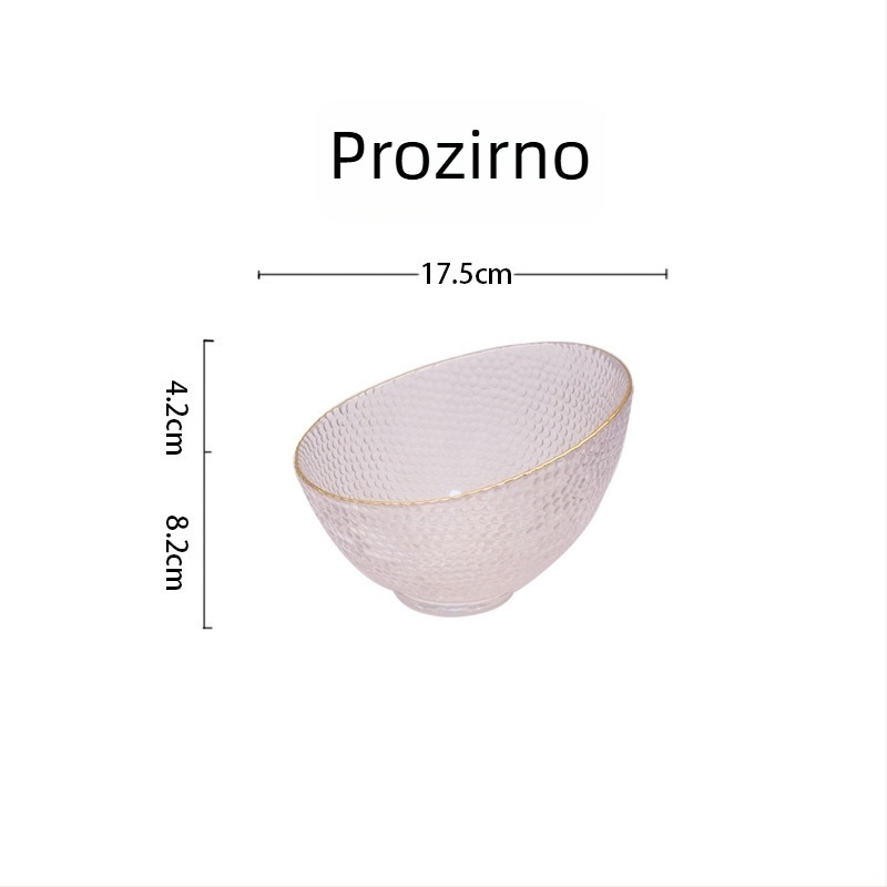 Staklena zdjela za voće salatu, ovalni oblik, moderni minimalistički stil, termički otporno staklo, nije prikladno za mikrovalnu, pogodna za hotele i posluživanje