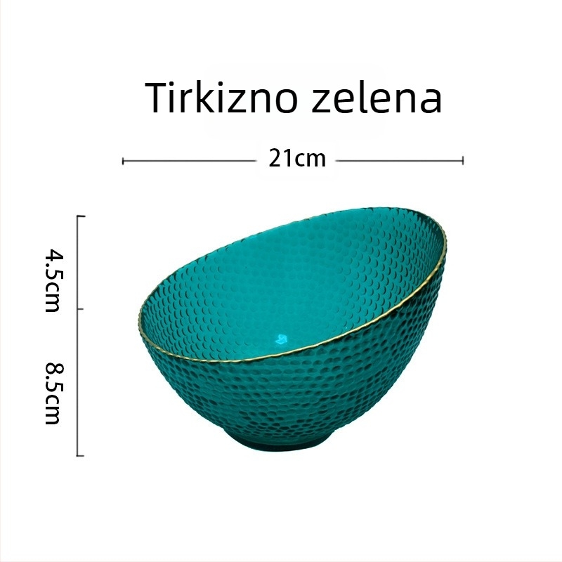 Staklena zdjela za voće salatu, ovalni oblik, moderni minimalistički stil, termički otporno staklo, nije prikladno za mikrovalnu, pogodna za hotele i posluživanje